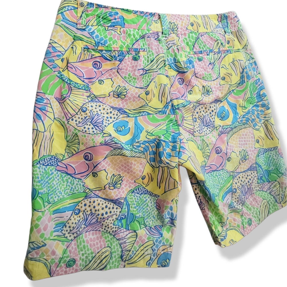 🌿Lilly Pulitzer Tropical Fish Print Bermuda Shorts Women's Size 8 Pastel Beach - Picture 9 of 11